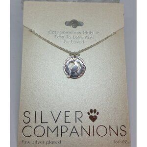 Nwt Silver plated Cat lovers necklace pendant